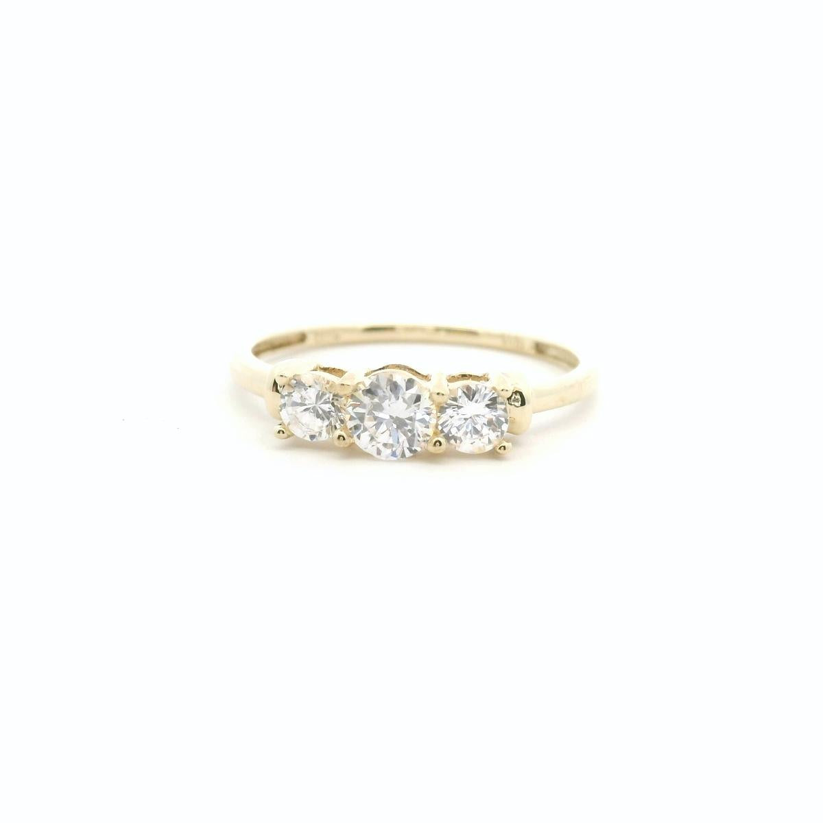 Estate 9ct Yellow Gold Cubic Zirconia Three Stone Ring