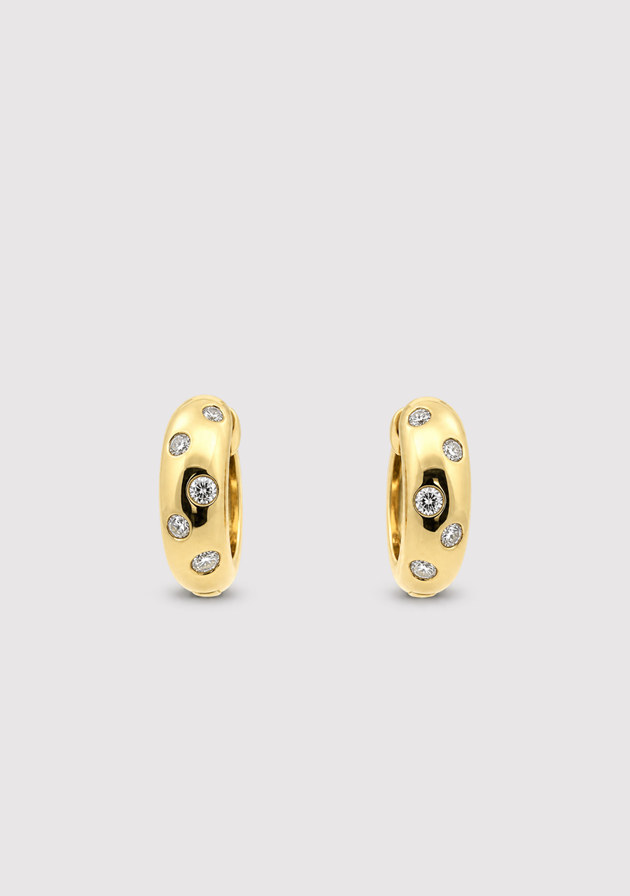 9ct Yellow Gold Diamond Scatter Set Hoop Earrings