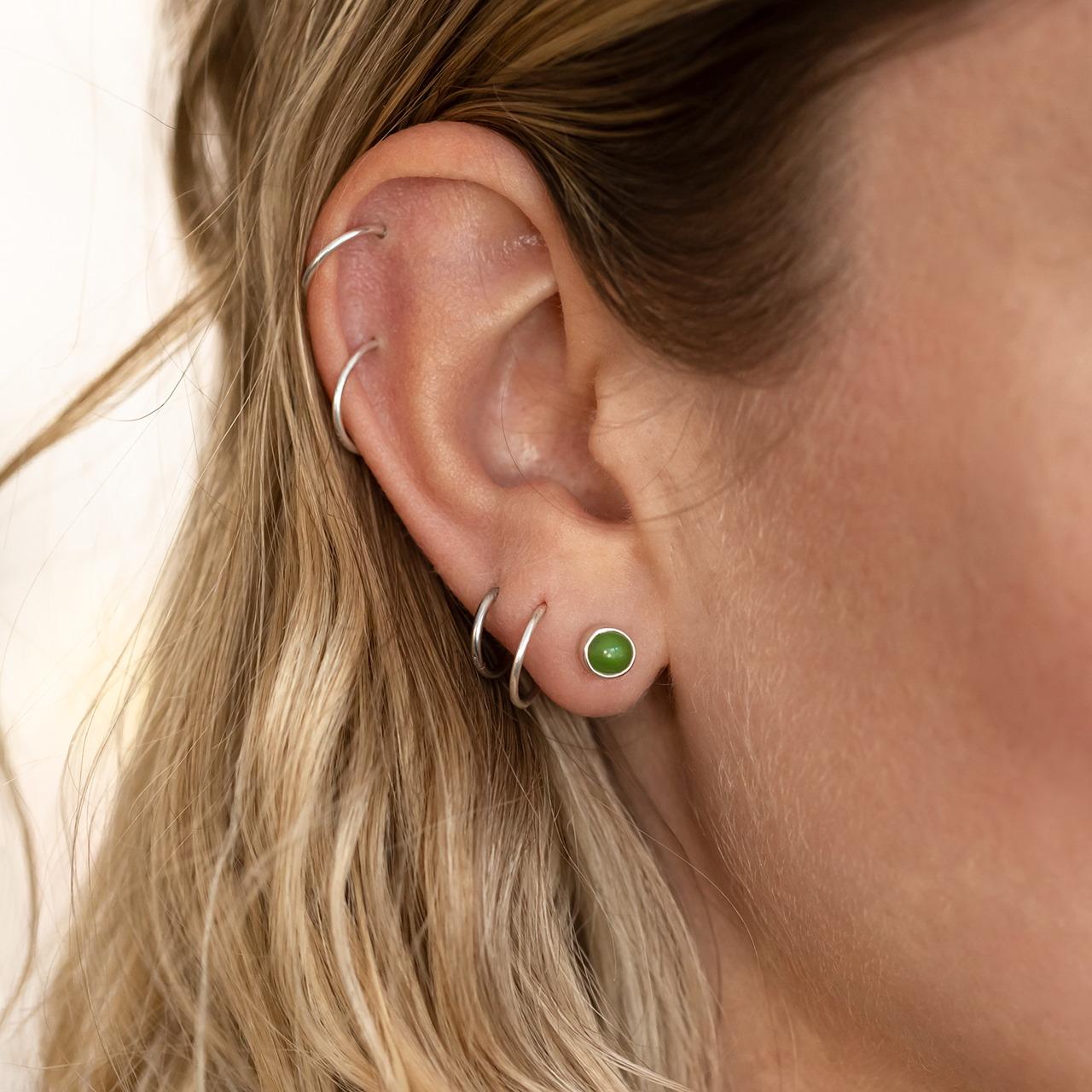 Nick Von K Sterling Silver Pounamu Dot Stud Earrings