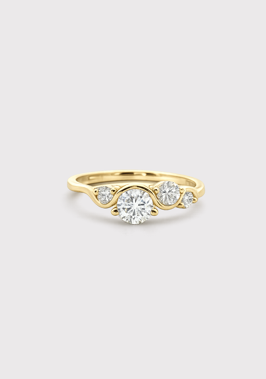 18ct Yellow Gold Wave Diamond Ring