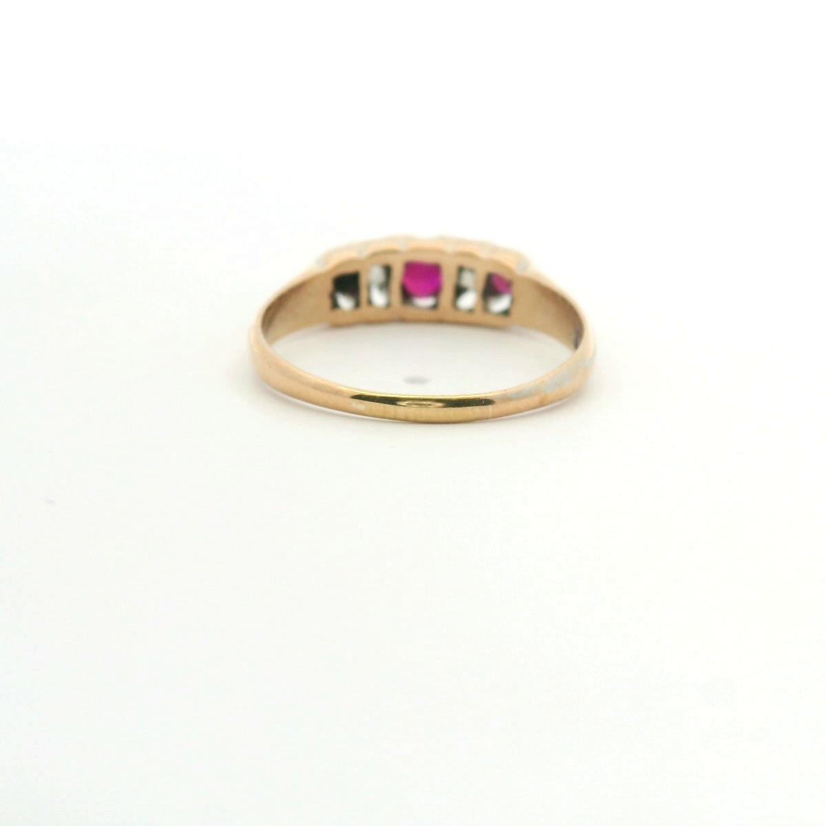 Estate 18ct Yellow Gold Ruby & Diamond Ring