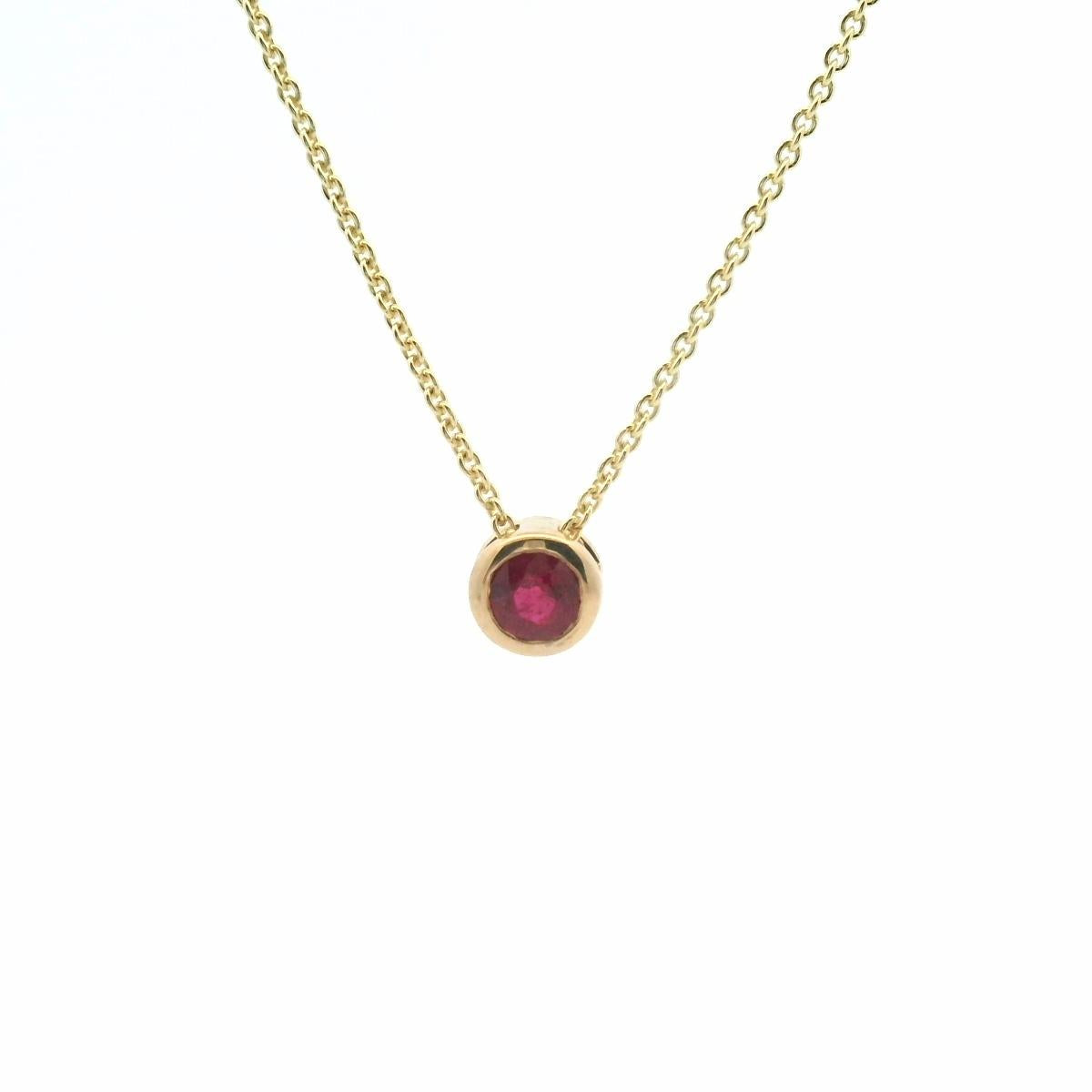 9k Yellow Gold Ruby 0.29ct Bezel Set Slider Pendant and Chain