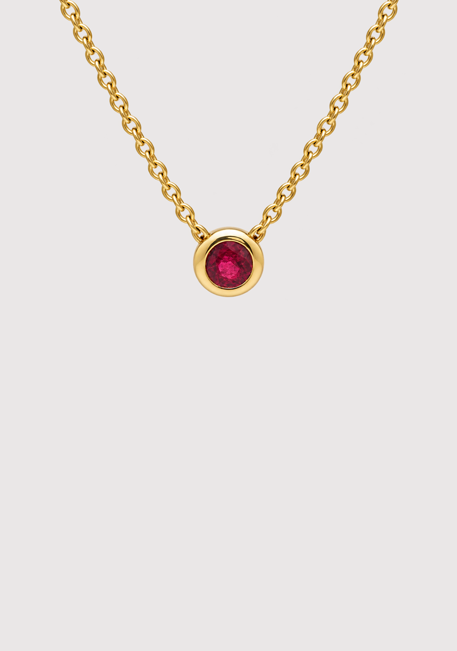 9k Yellow Gold Ruby 0.29ct Bezel Set Slider Pendant and Chain