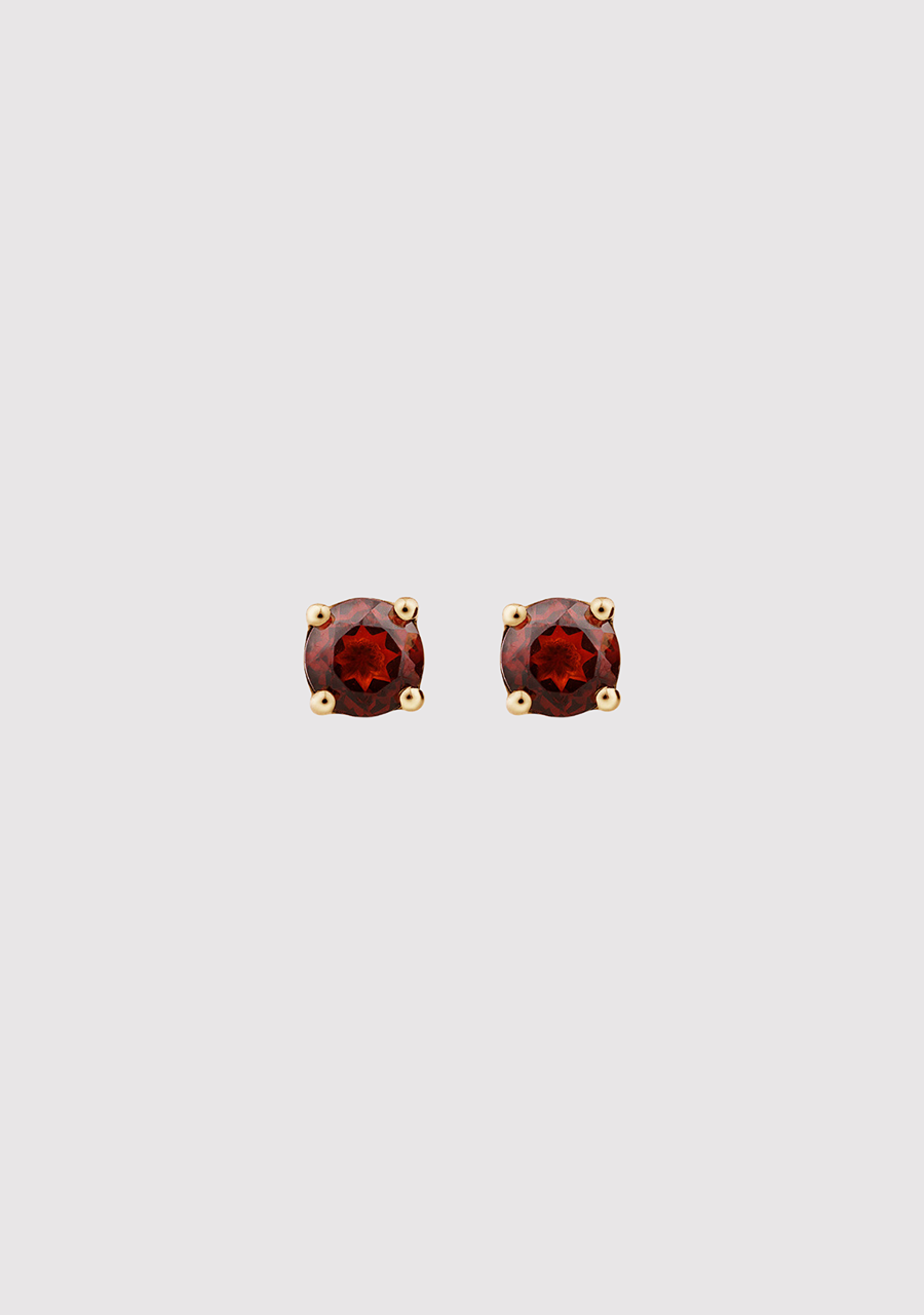 9ct Yellow Gold Garnet Birthstone Stud Earrings