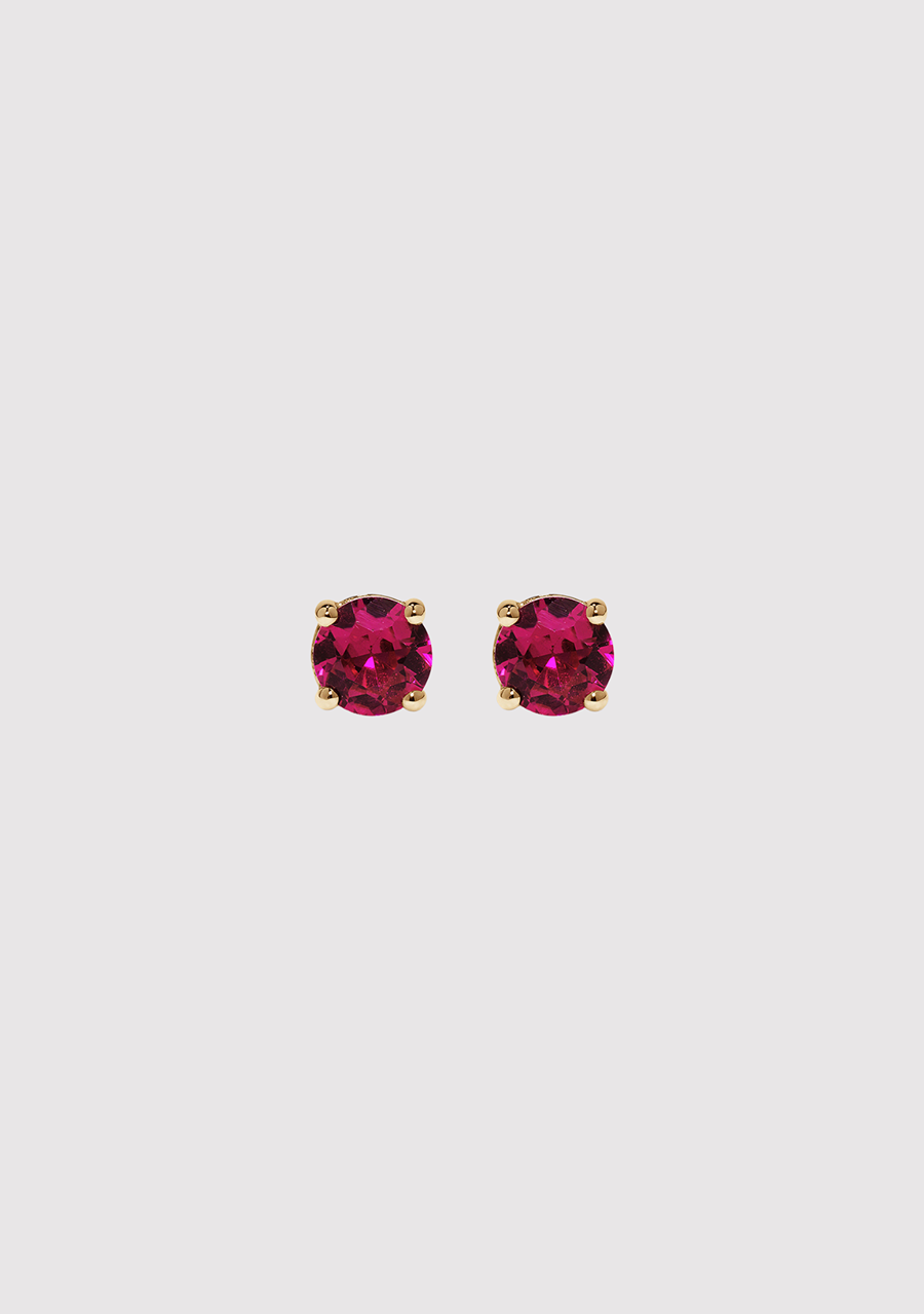 9ct Yellow Gold Synthetic Ruby Birthstone Stud Earrings