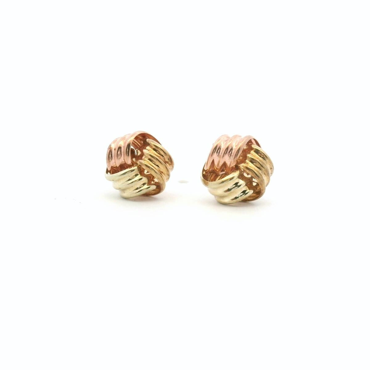 Estate 9ct Tri Tone Knot Stud Earrings
