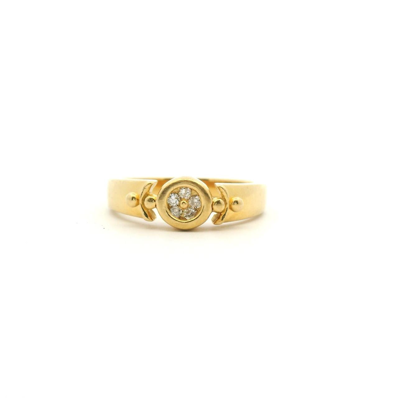 Estate 18ct Yellow Gold Diamond Bezel Set Flower Cluster Ring