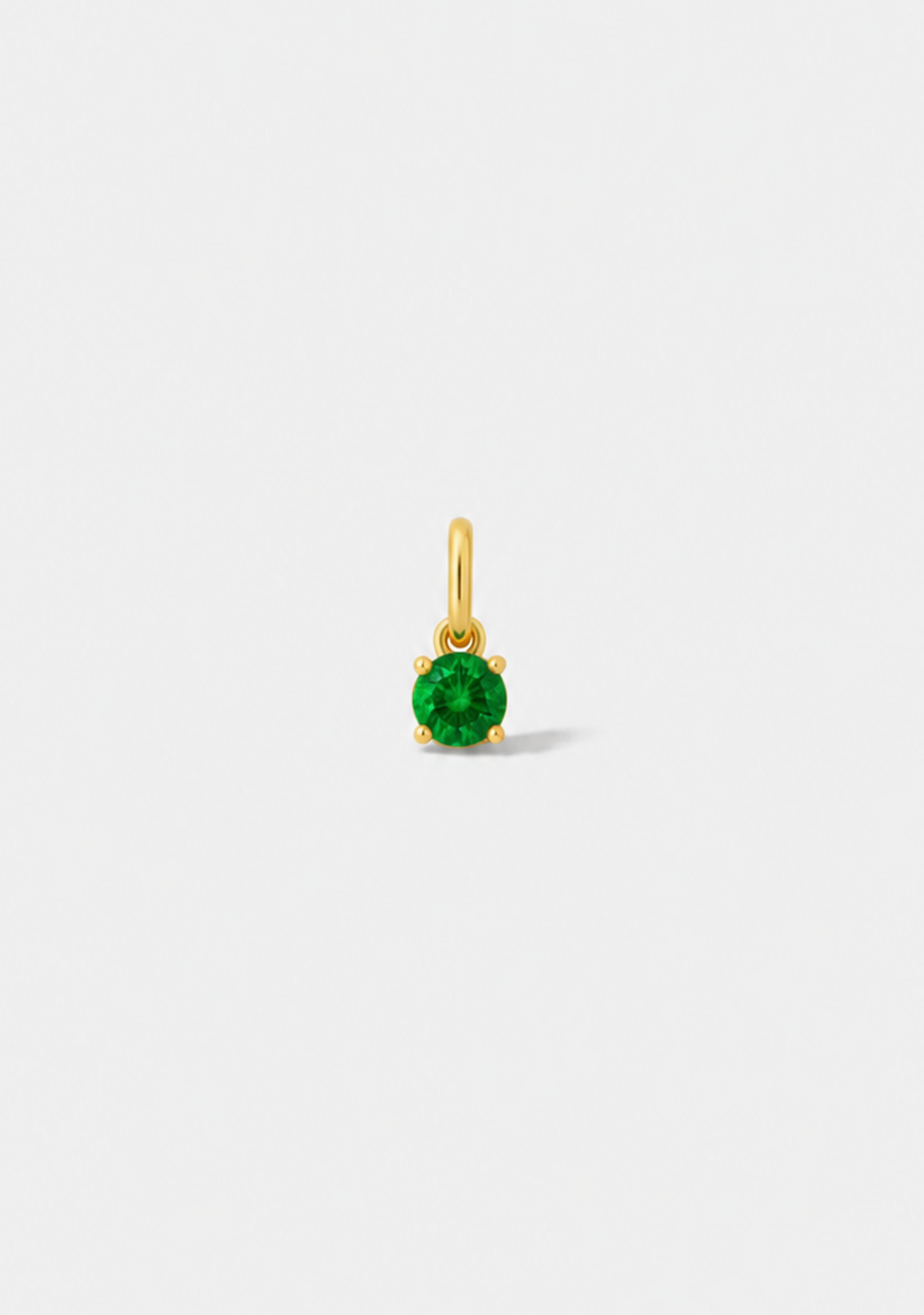 9ct Yellow Gold Synthetic Emerald Birthstone Pendant