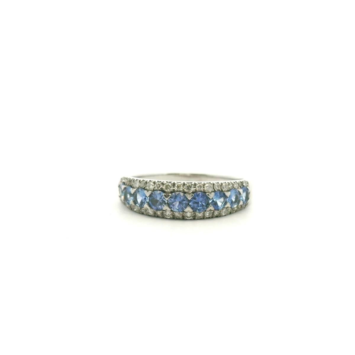 Ceylonese Sapphire & Diamond 9ct White Gold Band