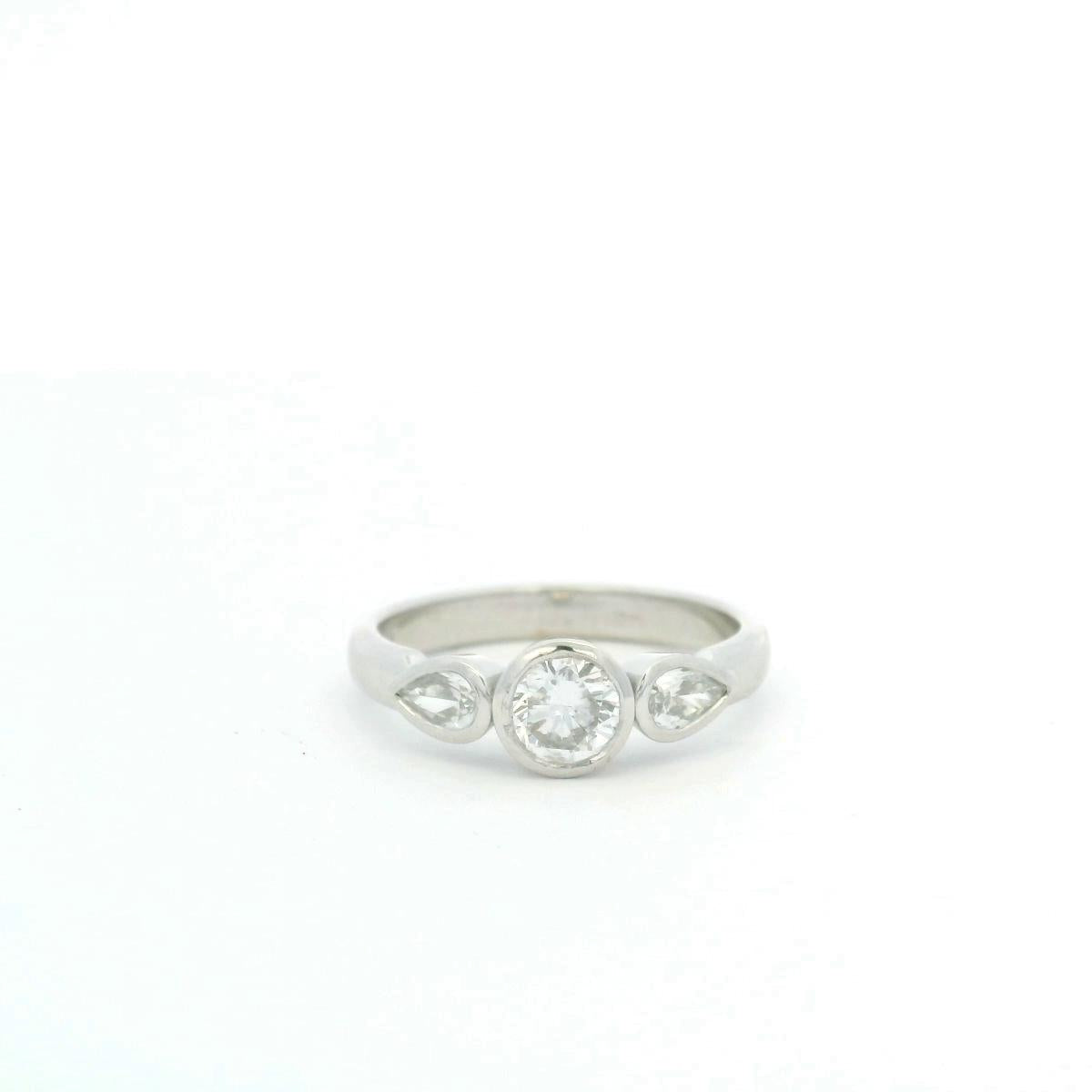 18ct White Gold Diamond Three Stone Bezel Set Ring