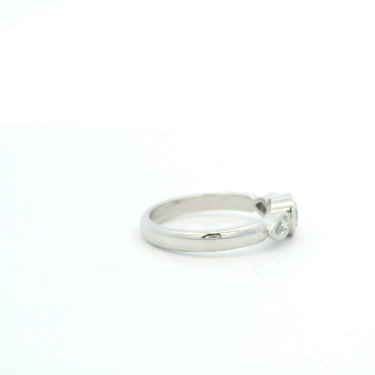 18ct White Gold Diamond Three Stone Bezel Set Ring