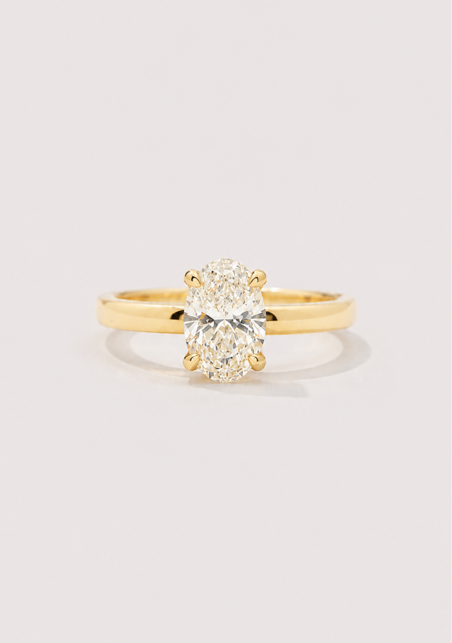 9ct Yellow Gold Oval Laboratory Grown Diamond Solitaire Ring