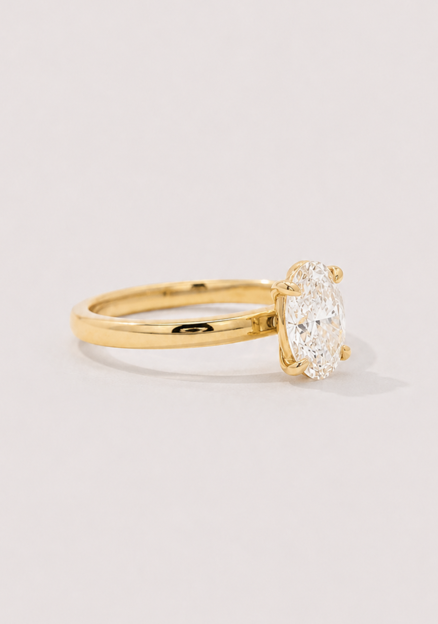 9ct Yellow Gold Oval Laboratory Grown Diamond Solitaire Ring