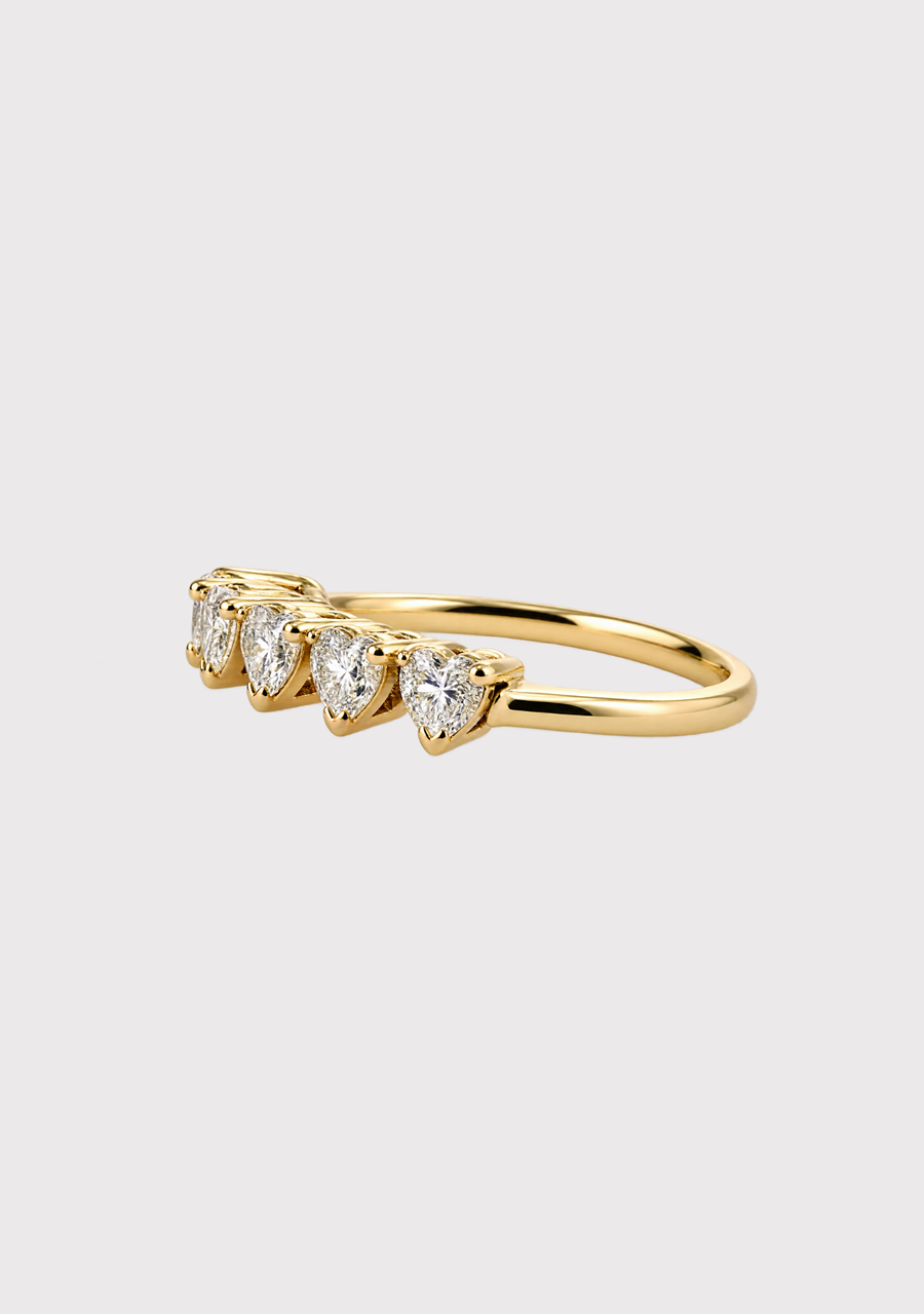 9ct Yellow Gold Lab Grown Diamond Heart Five Stone Ring