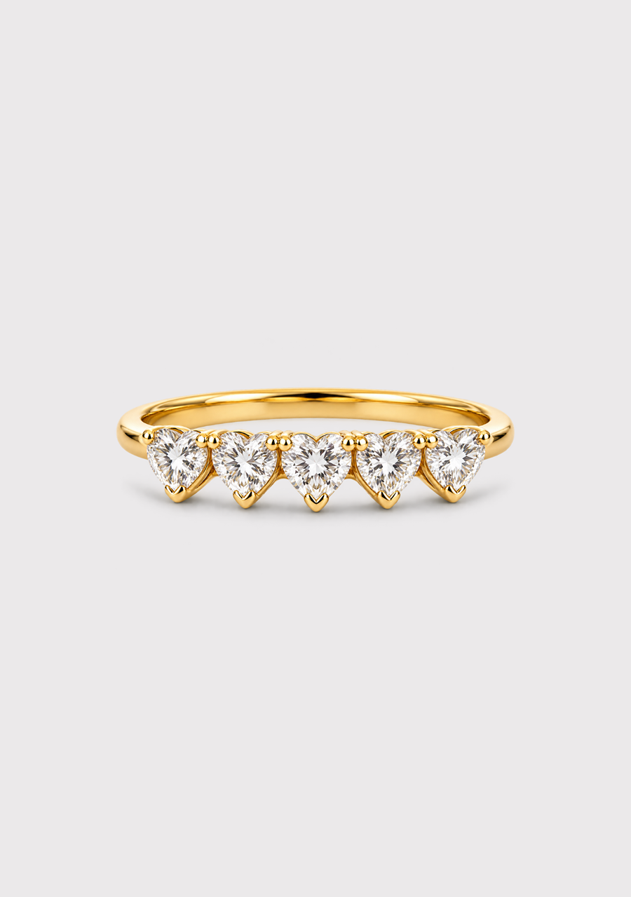 9ct Yellow Gold Lab Grown Diamond Heart Five Stone Ring