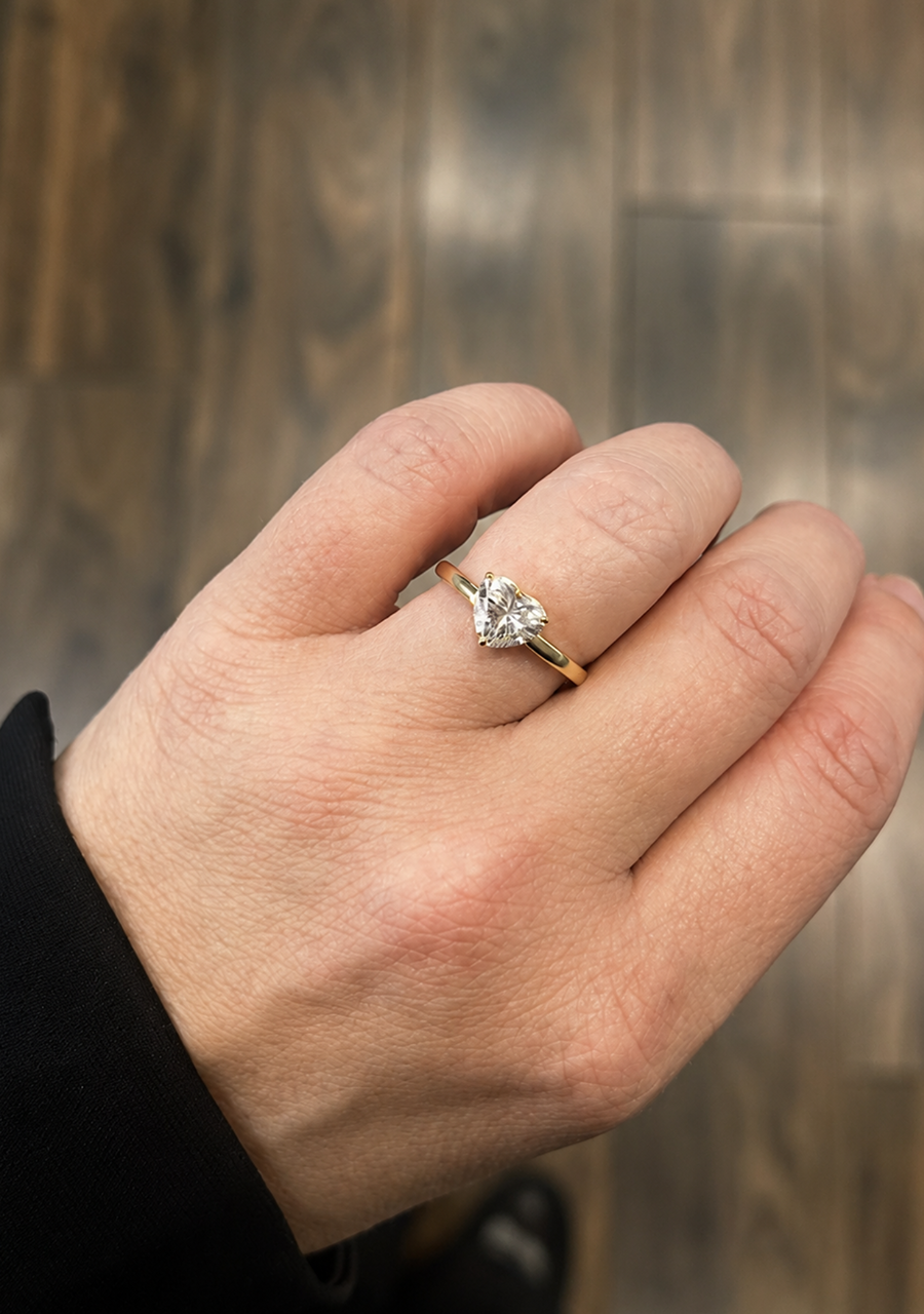 9ct Yellow Gold Lab Grown Diamond Heart Solitaire Ring