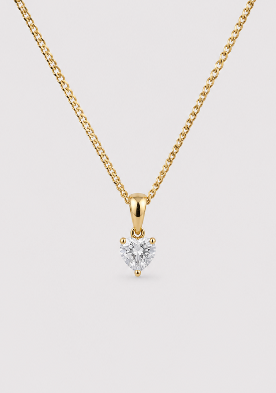 9ct Yellow Gold Lab Grown Diamond Heart Pendant