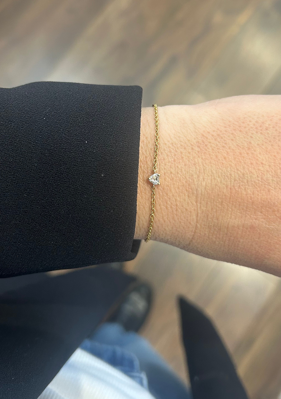 9ct Yellow Gold Lab Grown Diamond Heart Bracelet