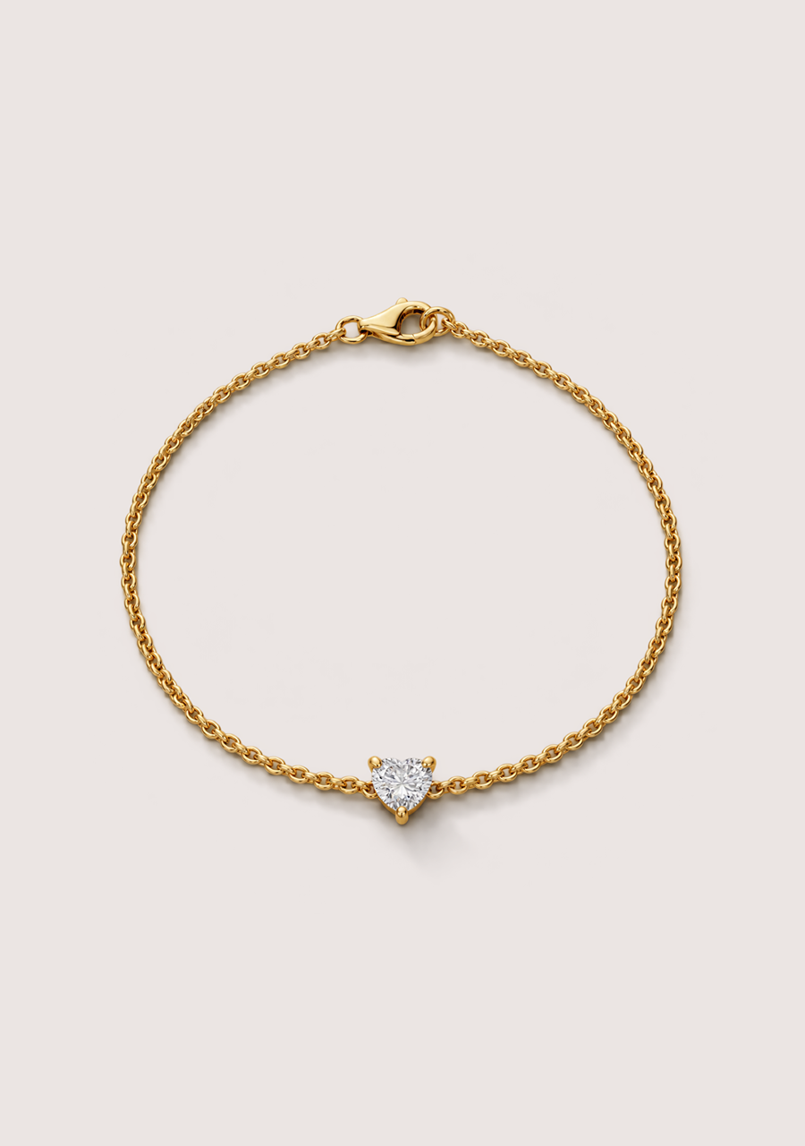 9ct Yellow Gold Lab Grown Diamond Heart Bracelet