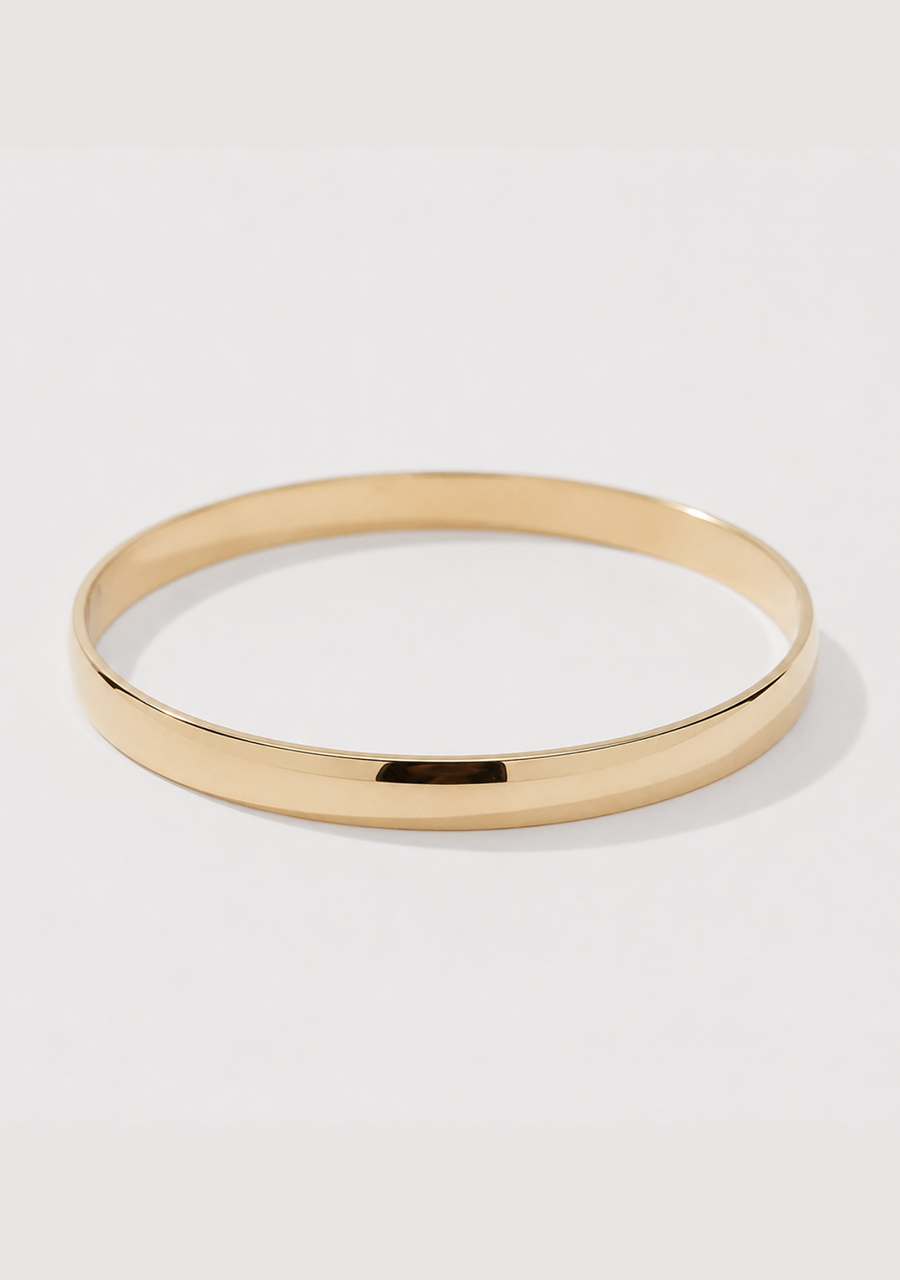9ct Yellow Gold Plain 6mm Wide Bangle