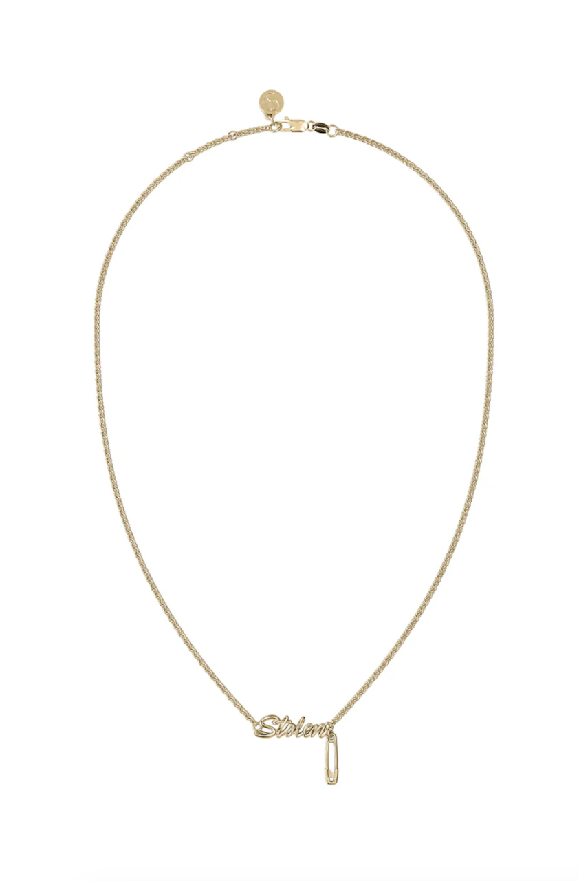 Stolen Girlfriends Club 18ct Gold Plated Sentimental Script Necklace Necklace Length: 45cm