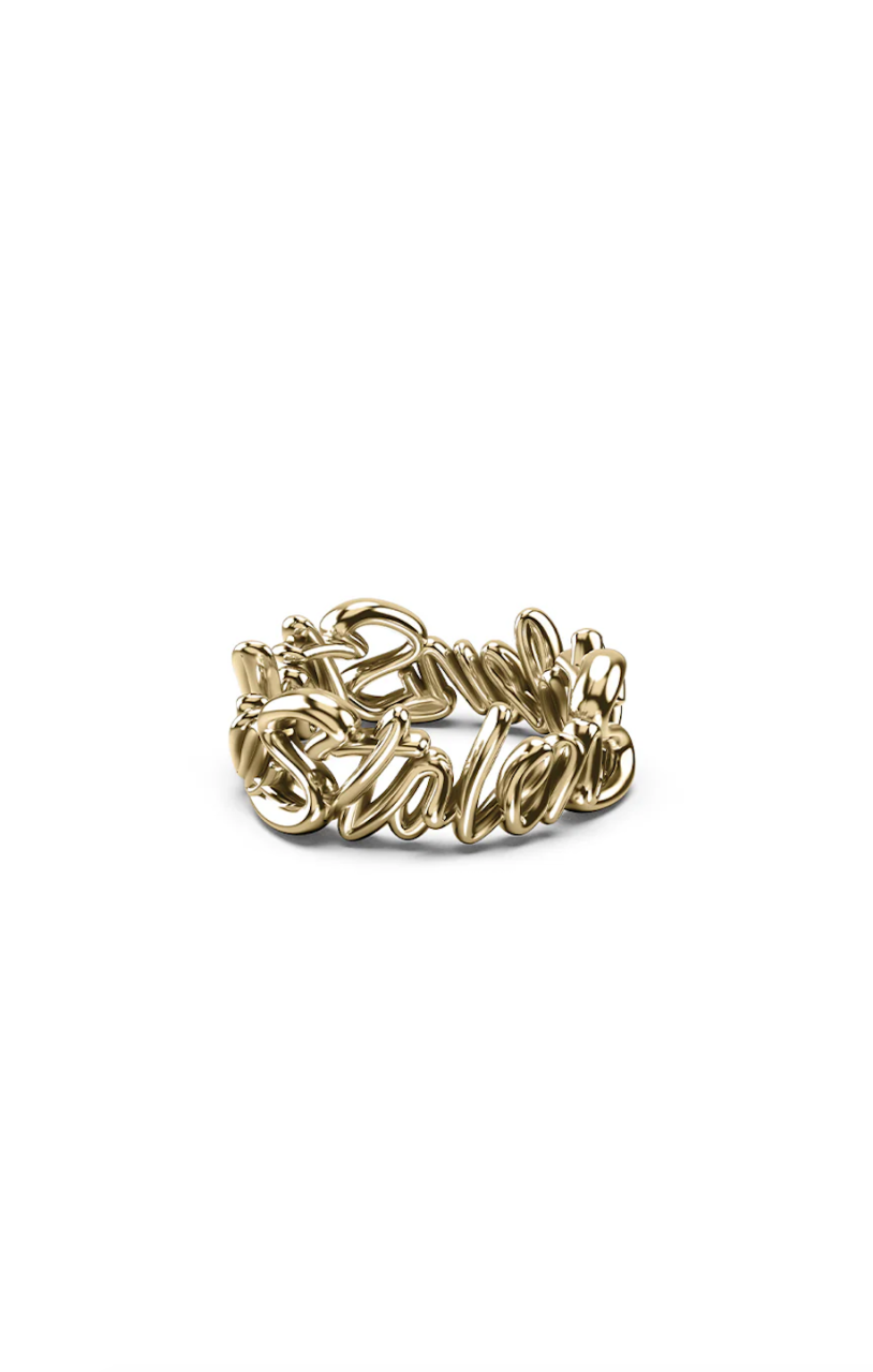 Stolen Girlfriends Club  18ct Gold Plated Sentimental Script Ring Finger Size: N