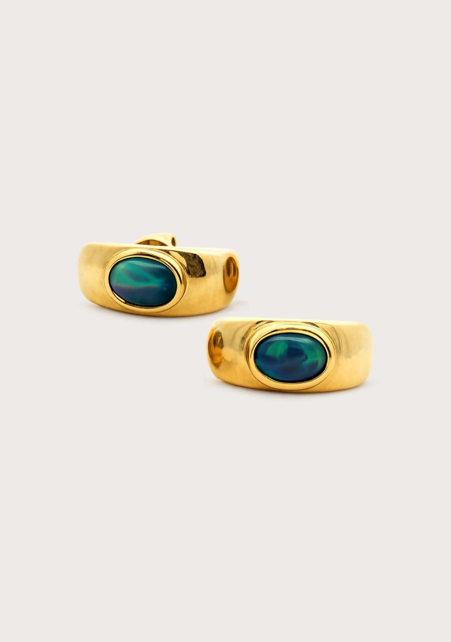 Estate 18ct Yellow Gold Opal Stud Earrings