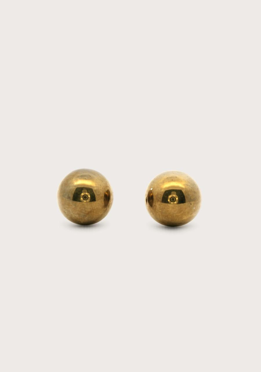 Estate 9ct Yellow Gold Half Round Ball Stud Earrings