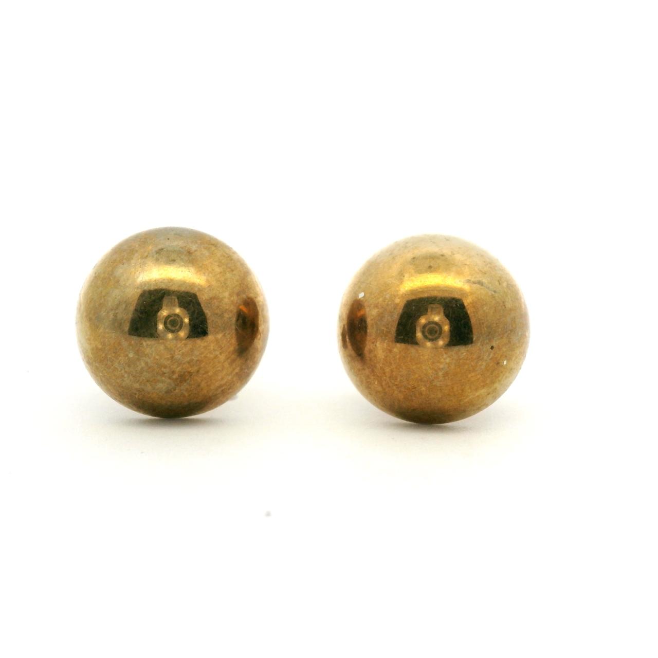 Estate 9ct Yellow Gold Half Round Ball Stud Earrings