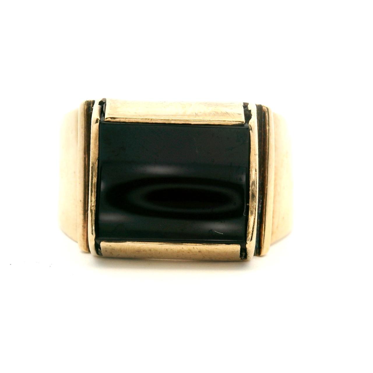 Estate 9ct Yellow Gold Onyx Signet Ring
