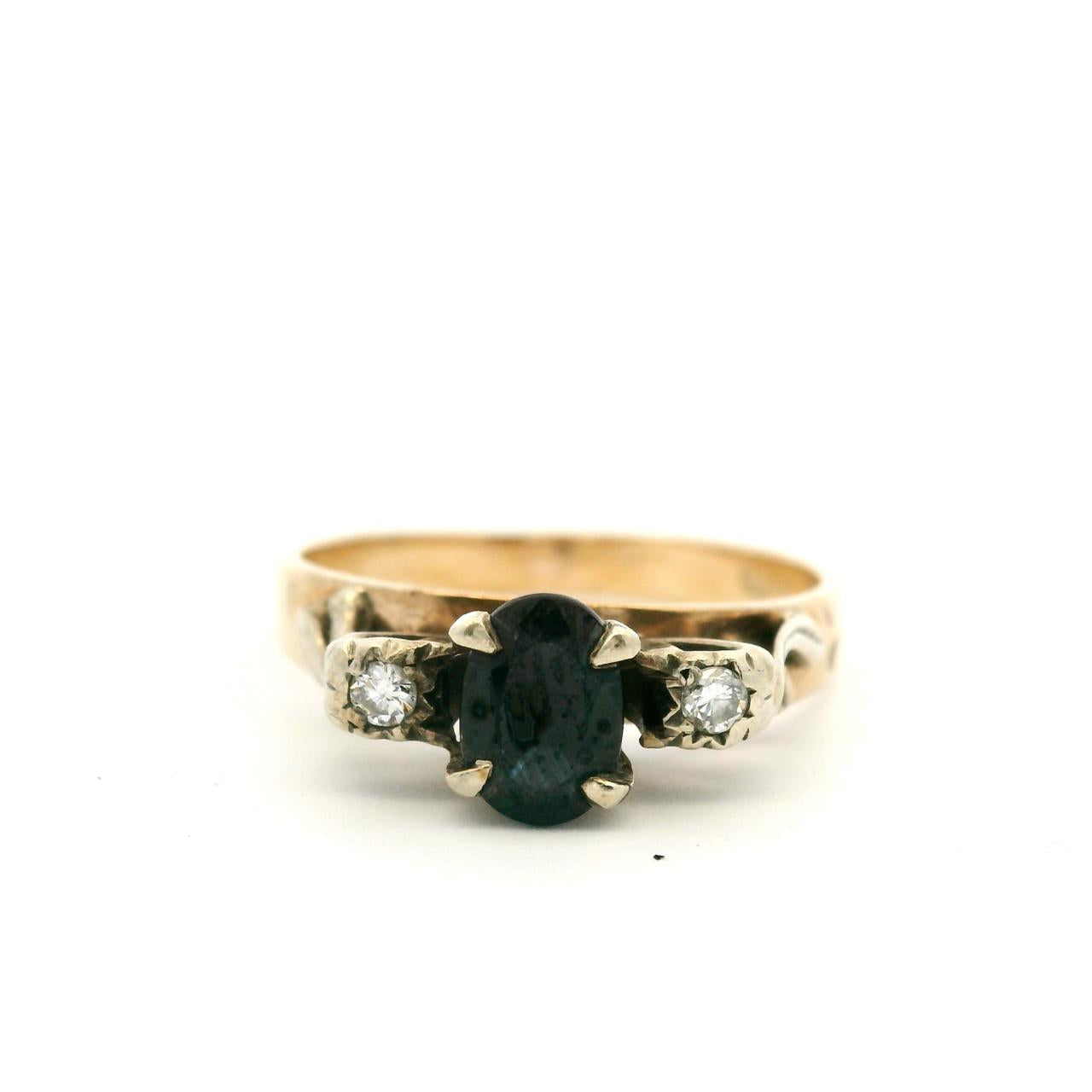Estate 9ct Yellow Gold Sapphire & Diamond Ring