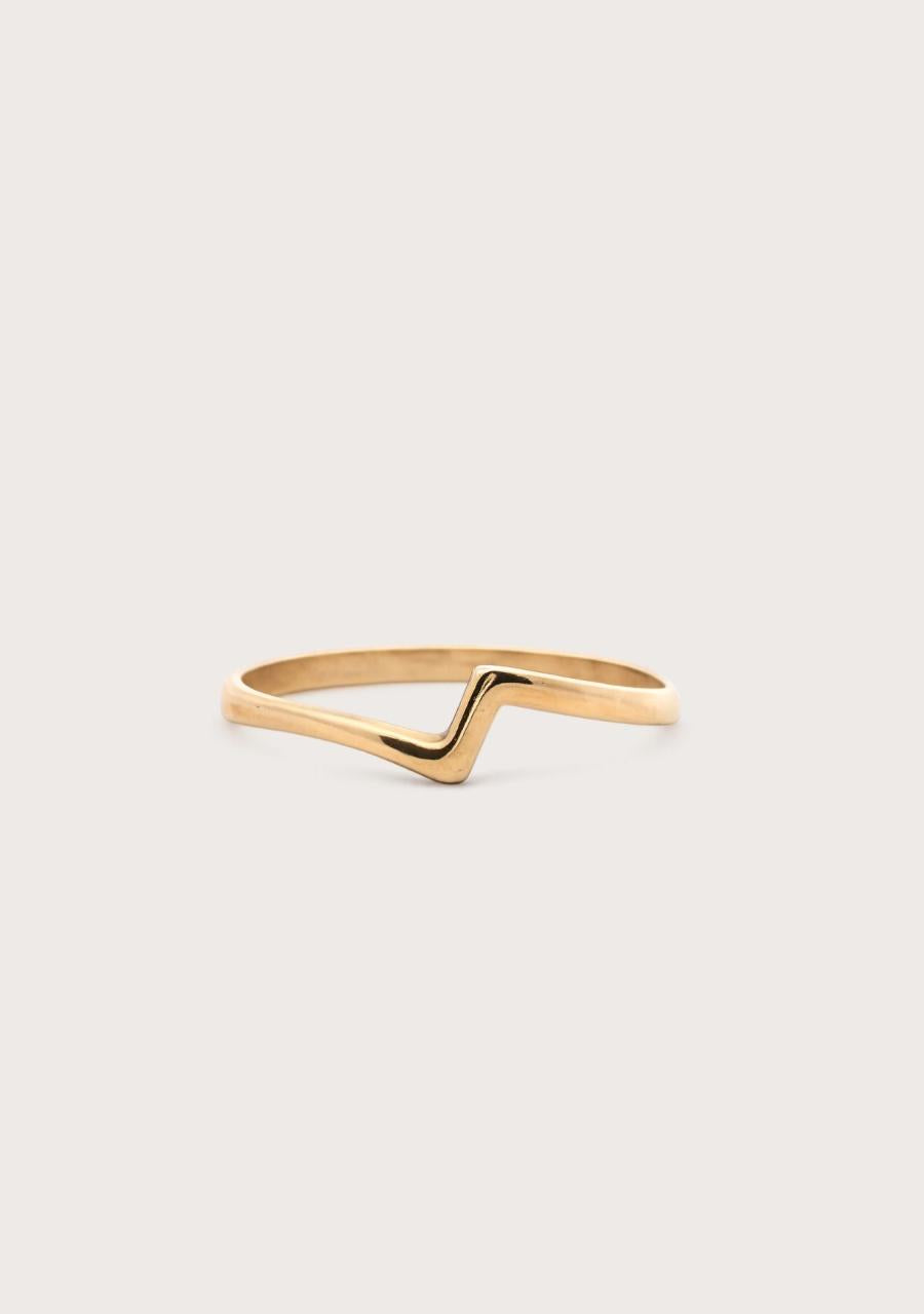 Estate 9ct Yellow Gold ZigZag Ring Ring Size: N Weight: 1.00g