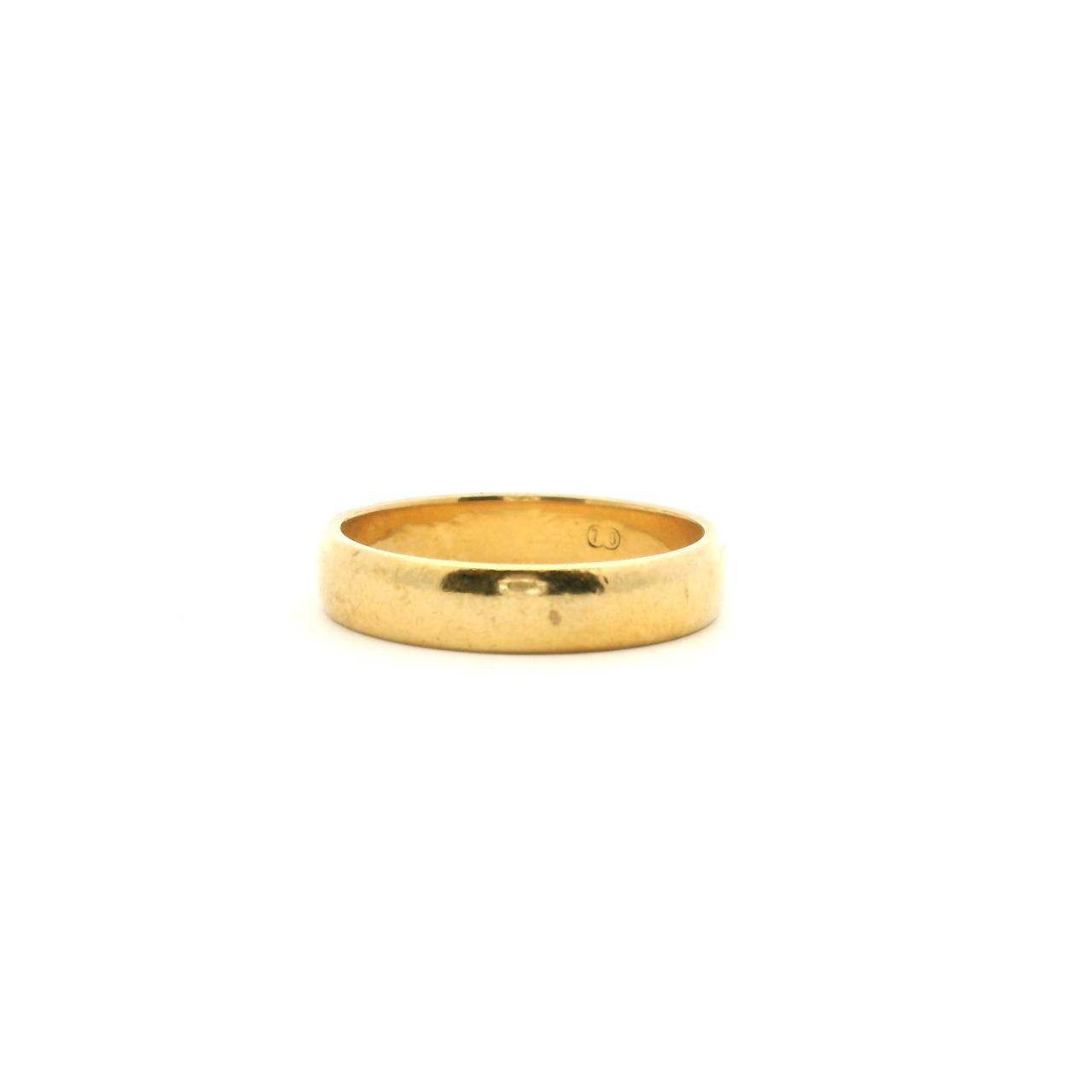 Estate 18ct Yellow Gold Plain 3.8mm Band Ring Size: L Weight: 3.36g