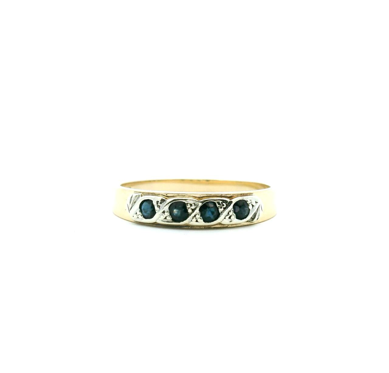 Estate 9ct Yellow Gold Sapphire & Diamond Ring