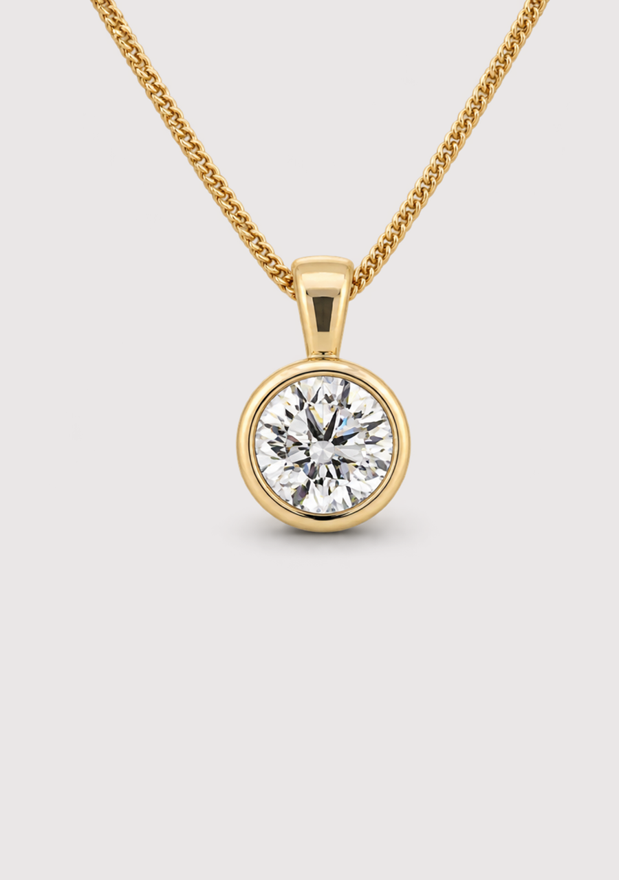 9ct Yellow Gold 0.78ct Laboratory Grown Diamond Bezel Set Pendant