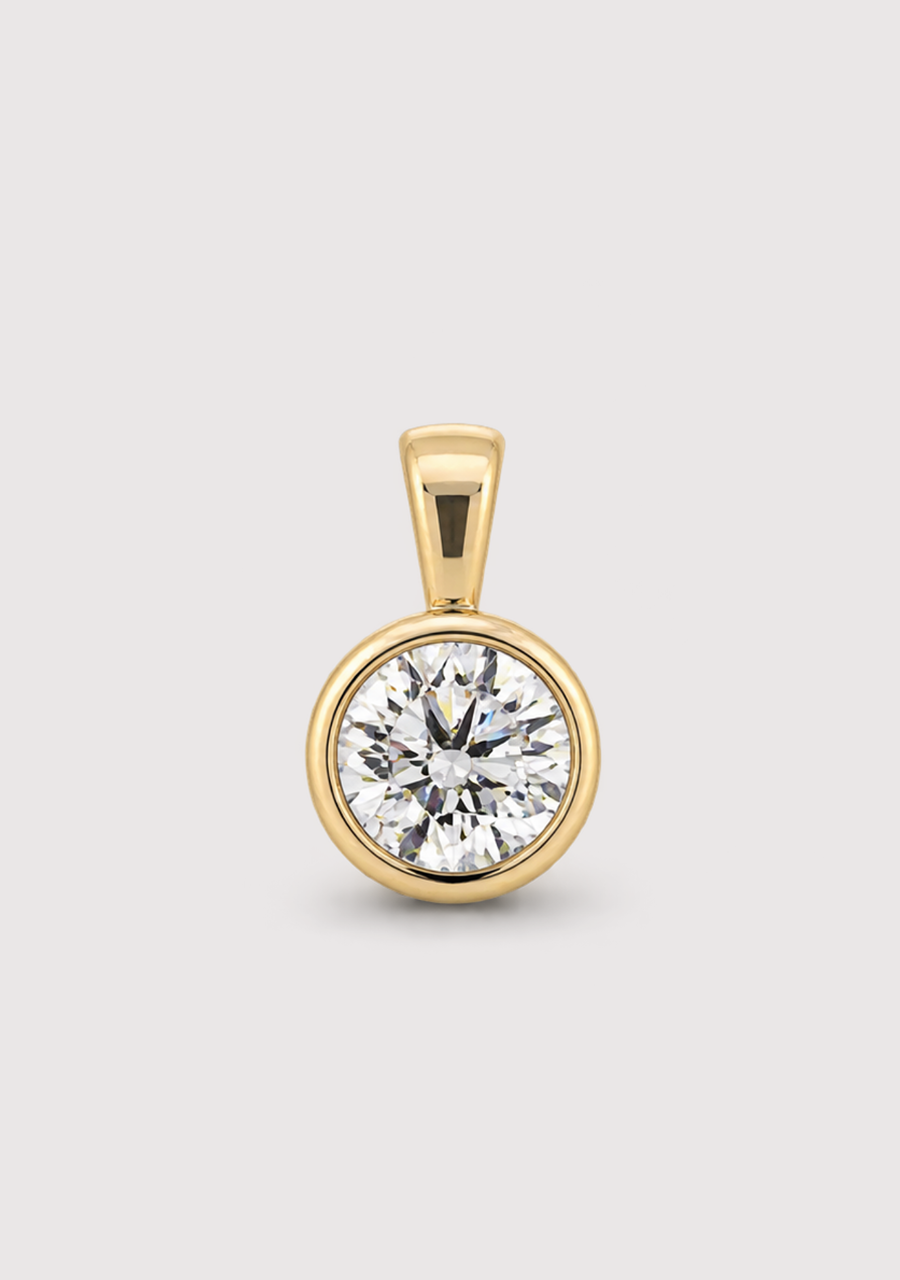 9ct Yellow Gold 0.78ct Laboratory Grown Diamond Bezel Set Pendant
