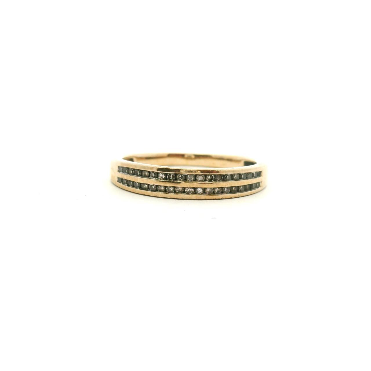 Estate 9ct Yellow Gold Double Row Channel Set Band