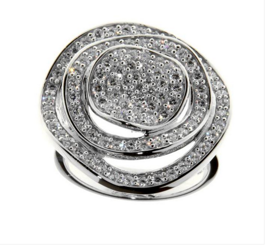 Ellani Sterling Silver Wave Circle Ring