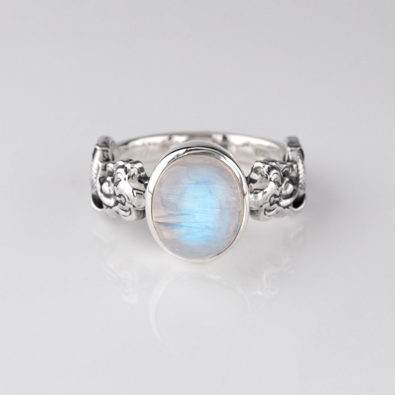 Nick Von K Sterling Silver Rainbow Moonstone Mermaid Ring