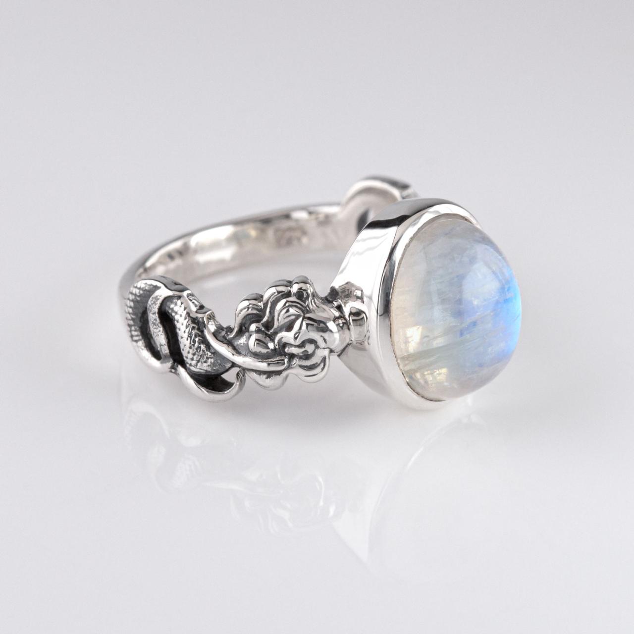 Nick Von K Sterling Silver Rainbow Moonstone Mermaid Ring