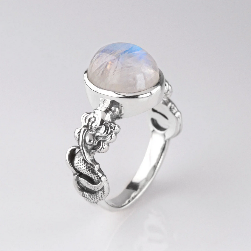 Nick Von K Sterling Silver Rainbow Moonstone Mermaid Ring