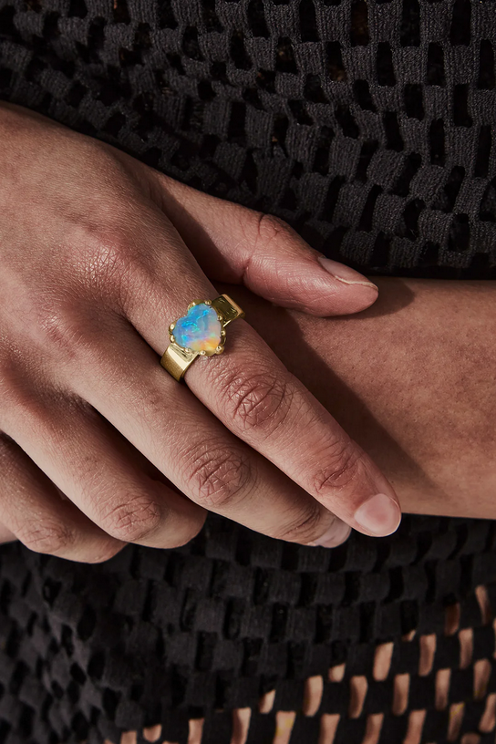 Stolen Girlfriends Club 18ct Gold Plated Opal Love Claw Ring