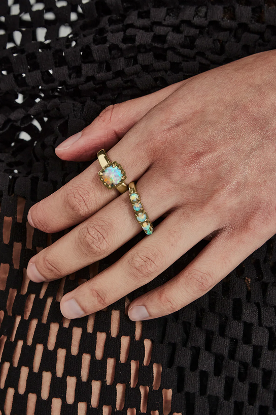 Stolen Girlfriends Club 18ct Gold Plated Opal Baby Claw Ring