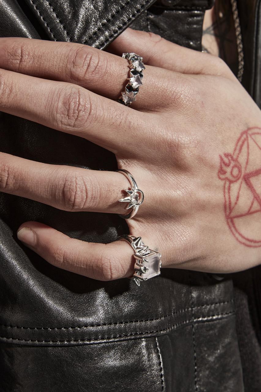 Stolen Girlfriends Club Sterling Silver Punk Rose Pink Topaz Ring