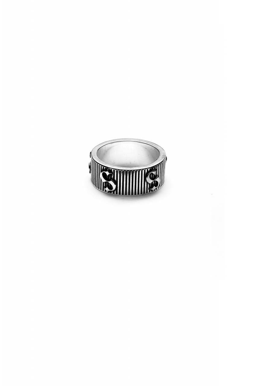 Stolen Girlfriends Club Sterling Silver Corrugated S-Logo Ring Size T