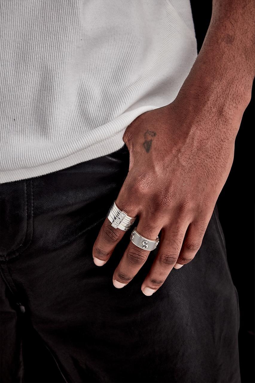 Stolen Girlfriends Club Sterling Silver Corrugated S-Logo Ring Size Q