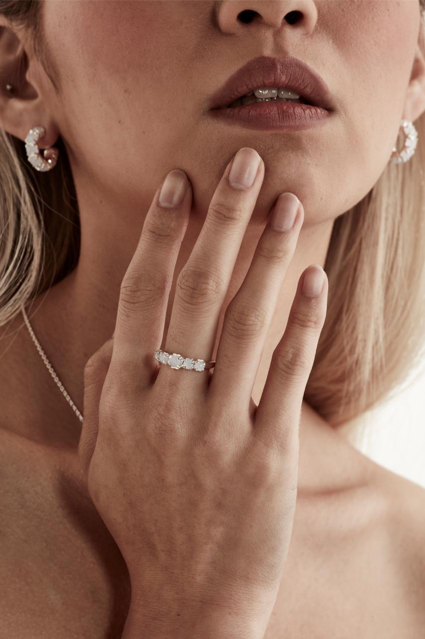 Stolen Girlfriends Club Sterling Silver Blue Lace Agate Halo Cluster Ring
