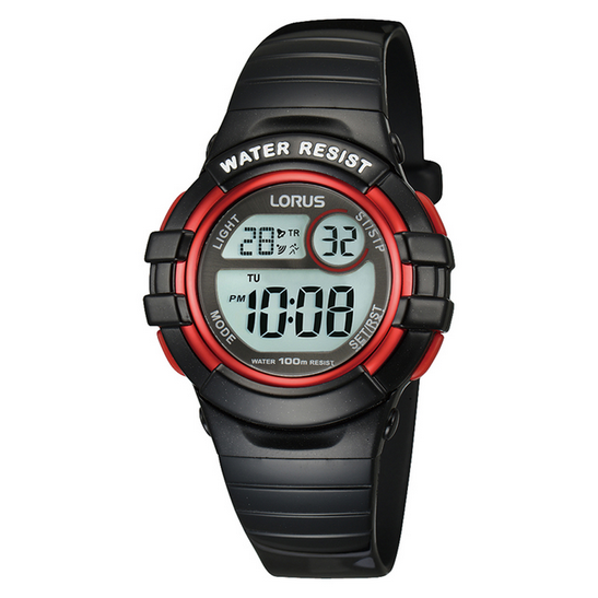 Lorus Youth Black Sports Digital Multi-Timer Watch