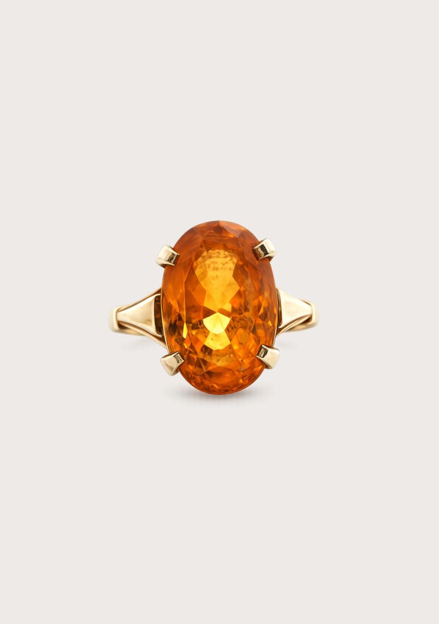 Estate 9ct Yellow Gold Oval Citrine Ring