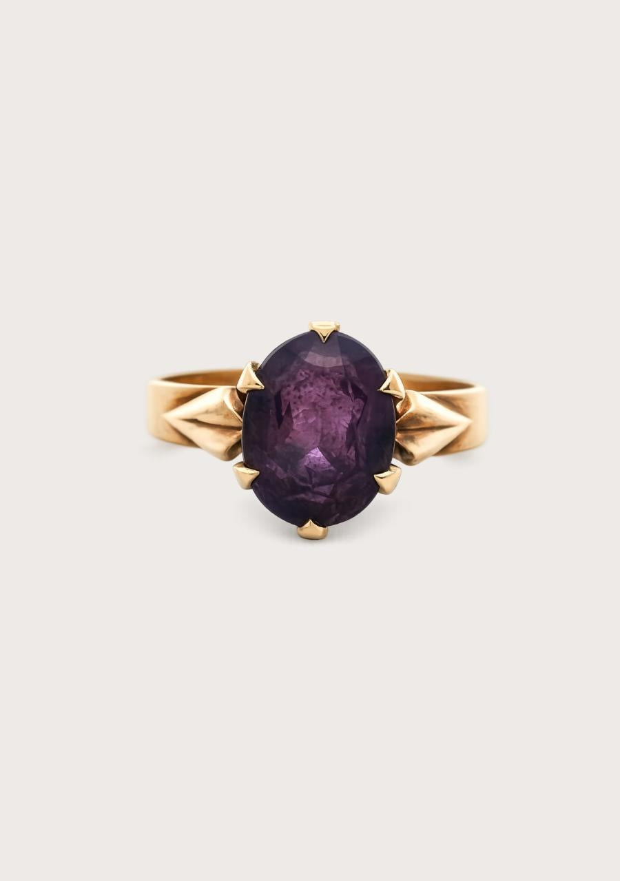 Estate 9ct Yellow Gold Oval Amethyst Ring